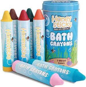 honeysticks bath crayons for toddlers & kids – handmade from natural beeswax for non toxic bathtub fun – fragrance free, non-irritating bath toys – bright colors and easy to hold – washable – 7 pack
