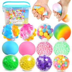 oleoletoy sensory stress balls for kids and adults – 12 pack various fidget toys filled with water beads – sensory toys calming tool for autism, adhd, and anxiety relief, easter basket stuffers