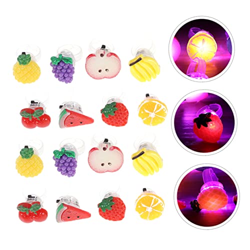 STAHAD 100 Pcs Children's Ring Bulk Toys for Kids Bulk Kids Toys Bulk Stocking Stuffers for Kids Glow in The Dark Party Supplies LED Fruit Jelly Rings Pinata Filler Kids Accessory Pinata