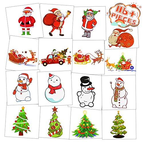 Jctato 10 Sheets Christmas Temporary Tattoos for Kids Stocking Stuffers Fake Tattoos Kids Stickers for Boys Girls Christmas Eve Gift Party Favors