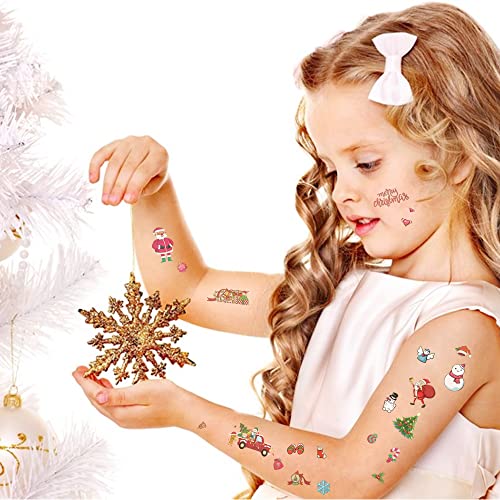 Jctato 10 Sheets Christmas Temporary Tattoos for Kids Stocking Stuffers Fake Tattoos Kids Stickers for Boys Girls Christmas Eve Gift Party Favors