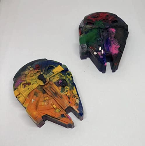 Set of 2 Recycled Crayon multi color Falcon Space Ship Crayons - Galaxy party favors - Kid Prize - Han Solo Chewy