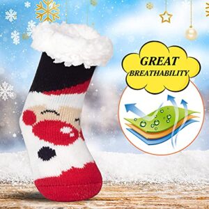 Winter Kids Fuzzy Slipper Socks Toddler Baby Girls Boys Thermal Warm Non-Skid 2-4 Christmas Home Socks Holiday Cabin Soft Thick Fluffy Sherpa Fleece Lined, Gifts for Christmas Stocking Stuffers