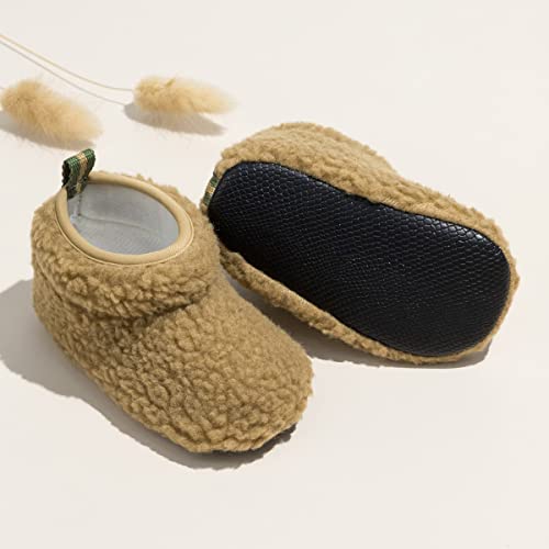 KIDSUN Infant Baby Boy Girl Cozy Fleece Bootie Newborn Stay On Slipper Winter Warm Gripper Non-Slip Crib Shoes