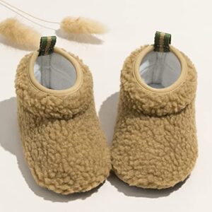 KIDSUN Infant Baby Boy Girl Cozy Fleece Bootie Newborn Stay On Slipper Winter Warm Gripper Non-Slip Crib Shoes