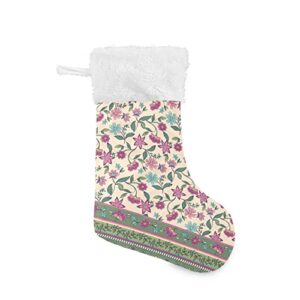 kigai christmas stockings bohemian flowers large candy stockings stuffers kids cute xmas sock decorations 1pc for home holiday party 12″ x18″