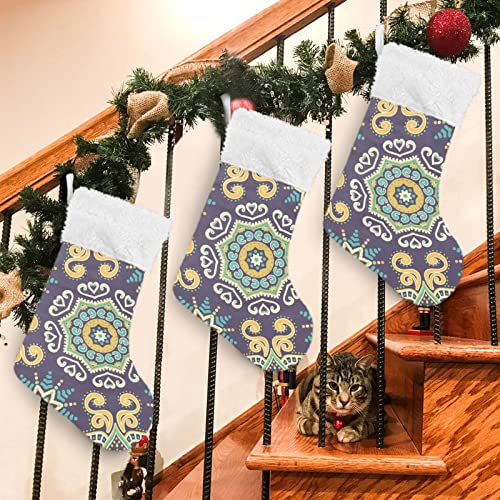 Kigai Christmas Stockings Bohemian Mandala Large Candy Stockings Stuffers Kids Cute Xmas Sock Decorations 1PC for Home Holiday Party 12" x18"