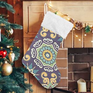 Kigai Christmas Stockings Bohemian Mandala Large Candy Stockings Stuffers Kids Cute Xmas Sock Decorations 1PC for Home Holiday Party 12" x18"