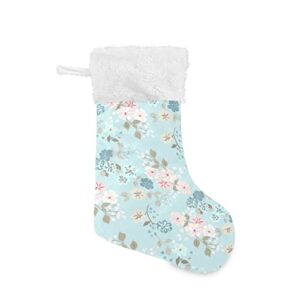 kigai christmas stockings simple flower print large candy stockings stuffers kids cute xmas sock decorations 1pc for home holiday party 12″ x18″