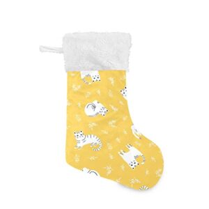 kigai christmas stockings cute cats and florals large candy stockings stuffers kids cute xmas sock decorations 2pcs for home holiday party 12″ x18″