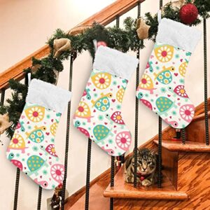 Kigai Christmas Stockings Cute Floral Sea Turtles Large Candy Stockings Stuffers Kids Cute Xmas Sock Decorations 1PC for Home Holiday Party 12" x18"