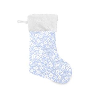 kigai christmas stockings bright blue flowers large candy stockings stuffers kids cute xmas sock decorations 1pc for home holiday party 12″ x18″