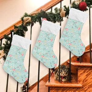 Kigai Christmas Stockings Retro Floral Pattern Large Candy Stockings Stuffers Kids Cute Xmas Sock Decorations 1PC for Home Holiday Party 12" x18"