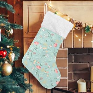 Kigai Christmas Stockings Retro Floral Pattern Large Candy Stockings Stuffers Kids Cute Xmas Sock Decorations 1PC for Home Holiday Party 12" x18"