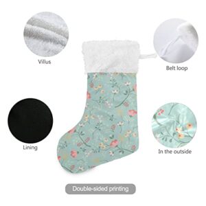 Kigai Christmas Stockings Retro Floral Pattern Large Candy Stockings Stuffers Kids Cute Xmas Sock Decorations 1PC for Home Holiday Party 12" x18"