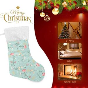 Kigai Christmas Stockings Retro Floral Pattern Large Candy Stockings Stuffers Kids Cute Xmas Sock Decorations 1PC for Home Holiday Party 12" x18"