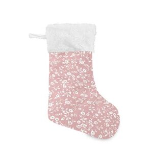 kigai christmas stockings wild roses pink large candy stockings stuffers kids cute xmas sock decorations 1pc for home holiday party 12″ x18″