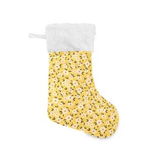 kigai christmas stockings yellow daisy flower large candy stockings stuffers kids cute xmas sock decorations 1pc for home holiday party 12″ x18″