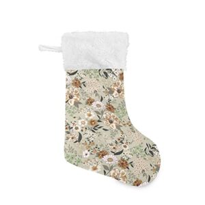 kigai christmas stockings retro floral pattern large candy stockings stuffers kids cute xmas sock decorations 1pc for home holiday party 12″ x18″