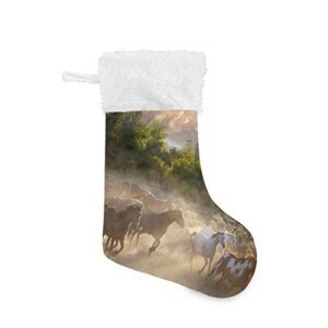 kigai christmas stockings nature brown white horses large candy stockings stuffers kids cute xmas sock decorations 1pc for home holiday party 12″ x18″
