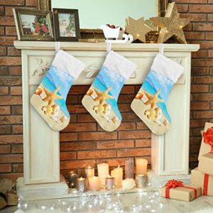 Kigai Christmas Stockings Beach Landscape with Sunbeam Large Candy Stockings Stuffers Kids Cute Xmas Sock Decorations 1PC for Home Holiday Party 12" x18"