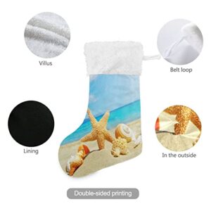 Kigai Christmas Stockings Beach Landscape with Sunbeam Large Candy Stockings Stuffers Kids Cute Xmas Sock Decorations 1PC for Home Holiday Party 12" x18"