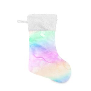 kigai christmas stockings watercolor rainbow large candy stockings stuffers kids cute xmas sock decorations 1pc for home holiday party 12″ x18″