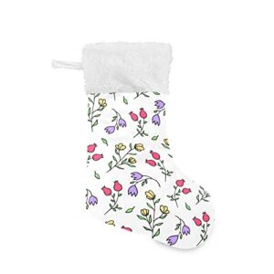 kigai christmas stockings doodle flowers rose large candy stockings stuffers kids cute xmas sock decorations 1pc for home holiday party 12″ x18″