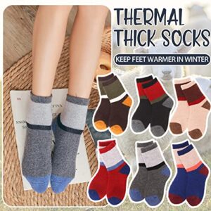 EBMORE Kids Wool Socks for Toddlers Boys Girls Warm Winter Thick Hiking Thermal Heavy Cozy Crew Boot Socks Gift Stocking Stuffer 6 Pairs (Color Block,4-7 Y)