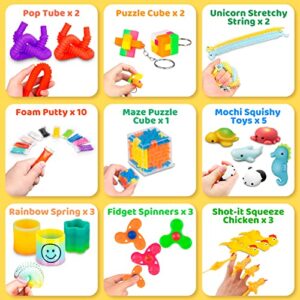 (63 Pcs) Fidget Toys Pack, Party Favors Carnival Treasure Classroom Prizes Small Mini Bulk Sensory Figit Toys Set for Boys Girls Kids Adults, Stress Relief & Anxiety Relief Tools Autistic ADHD Toys