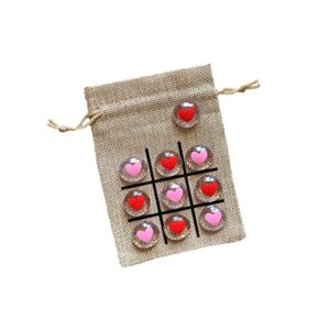 Valentine's Day Gift for Kids - Tic Tac Toe Game - Non Candy Treat - Class Gift (Pink & Red Hearts)