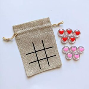 Valentine's Day Gift for Kids - Tic Tac Toe Game - Non Candy Treat - Class Gift (Pink & Red Hearts)