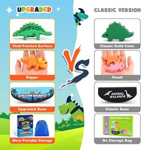 IPOURUP Dinosaur Toys for Kids 3-5: Wooden Stacking Montessori Toys for 3-7 Year Old Balance Competition Game for Family Ideal Easter and Birthday Gifts for Kids (Classic Version)