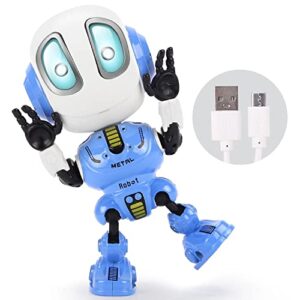 stocking stuffers, rechargeable talking robots for kids, mini robot toys that repeats what you say and help toddlers talking, toys for age 3+ boys and girls gift (purple blue)