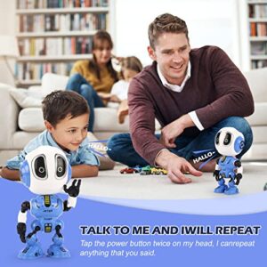 Stocking Stuffers, Rechargeable Talking Robots for Kids, Mini Robot Toys That Repeats What You Say and Help Toddlers Talking, Toys for Age 3+ Boys and Girls Gift (Purple Blue)