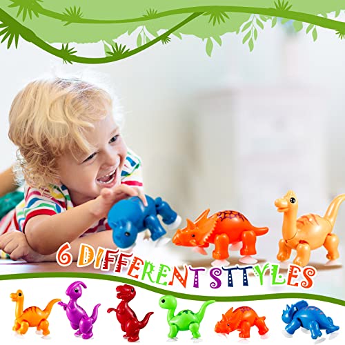 Hungdao 6 Pcs Flexible Cartoon Dinosaurs Toys Dinosaur Stretchy Toys Twistable Rotatable Educational Toys Stocking Stuffers for Boys Girls Gifts