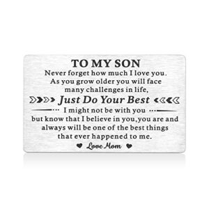 son gifts from mom i love you cards to my son christmas stocking stuffers birthday valentine back to school inspirational graduation coming-to-age note engraved inserts greeting card for boys him men