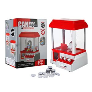 claw machine, candy claw machine for kids table top arcade games machines toy for home birthday party favors valentines day easter gift stocking stuffers for boys and girls ages 8-12 with 24pcs coins