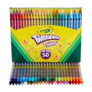 crayola twistables colored pencil set (50ct), kids art supplies, colored pencils for kids, gifts for boys & girls, 4+ [amazon exclusive]