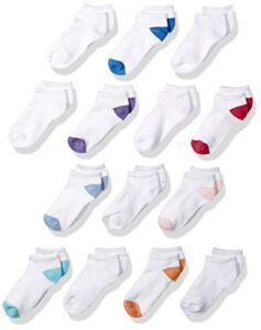 amazon essentials unisex kids’ cotton low cut sock, 14 pairs, white, medium