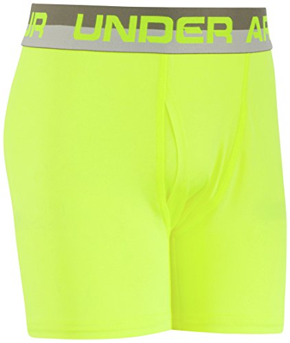 Under Armour boys Performance Briefs, Lightweight & Smooth Stretch Fit boxer briefs, Graphite/Yellow, Medium US