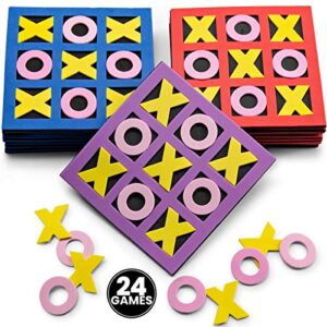 bedwina tic tac toe (bulk pack of 24) 5″x5″ foam tic-tac-toe mini board game toys for kids, birthday party favors, goody bag stuffers, classroom prizes & occupational therapy, stocking stuffers