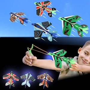 BEIGUO 8 Pack LED Light Airplane Slingshot Flying Airplane for Kids Boys Girls Christmas Stocking Stuffers