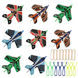 BEIGUO 8 Pack LED Light Airplane Slingshot Flying Airplane for Kids Boys Girls Christmas Stocking Stuffers