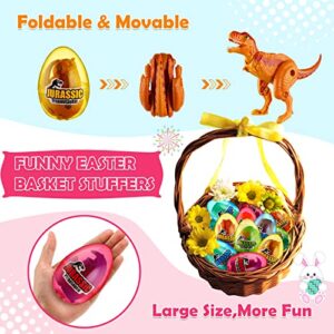 Dinosaurs Easter Eggs Stuffer 8 Pack, Jumbo Easter Basket Stuffers Easter Eggs Filled, Cute Easter Party Favors for Boys Girls Dinosaur Toys, Colorful Easter Gifts for Toddler Kids Easter Egg Hunts