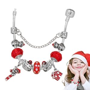 yuab christmas bracelet – snowman red house bracelets jewelry pendant – christmas stocking stuffers holiday party favors for women girls kids