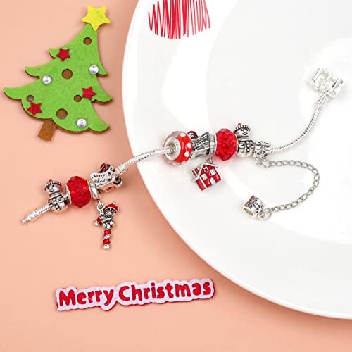 leizhang Christmas Bracelets Women, Snowman Red House Jewelry Bracelet, Christmas Stocking Stuffers Holiday Party Favors for Women Girls Kids