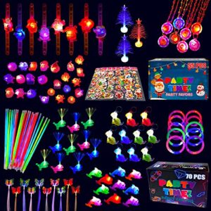 S SWIRLLINE 125 PCS Light Up Party Favors for Kids Prizes - Glow in The Dark Bulk Toys Pinata Fillers - Christmas Stocking Stuffers and Glow Party Supplies