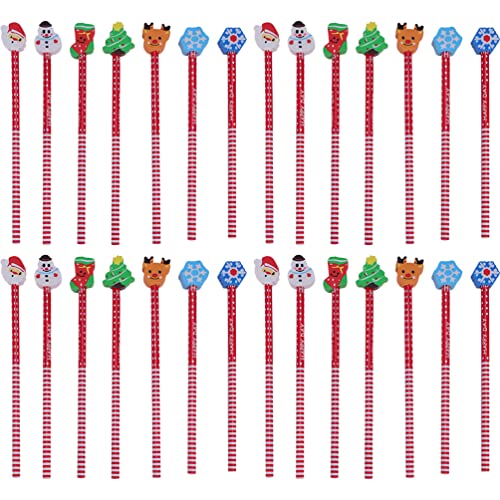 TOYANDONA 40Pcs Christmas Pencils with Erasers Toppers, Assorted Christmas Pencils for Kids Students Xmas Stocking Stuffers Christmas Party Favors Classroom Rewards Prizes (Random Style)