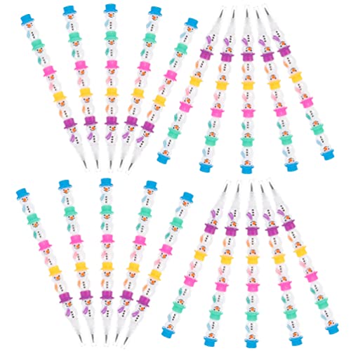 TOYANDONA 20Pcs Christmas Snowman Pencils, Non Sharpening Stackable Snowman Pencils Christmas Stackable Pencils for Kids Christmas Party Favors Stocking Stuffers Classroom Rewards Prizes